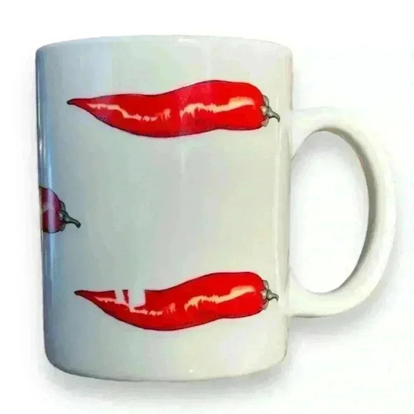 SET of 2 Vintage BIA Cordon Bleu Chili Pepper Mugs Coffee Cups - Picture 7 of 10